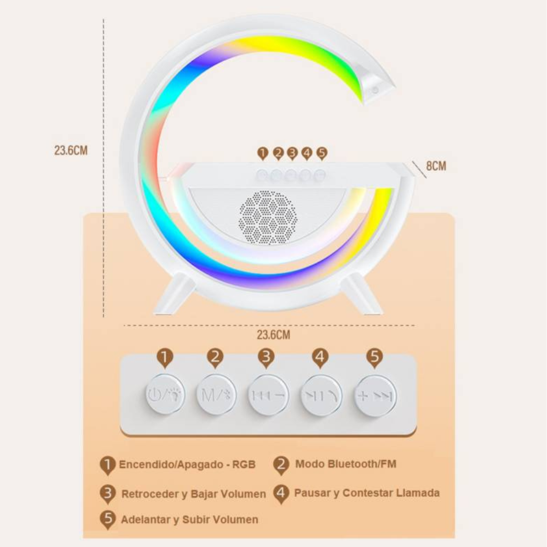 Lampara parlante,cargador, Bluetooth, Luz forma de G fantástica